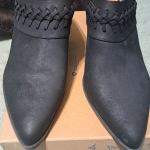 Indigo Black Ankle Boots with Woven Detail